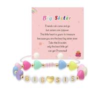 Bluethy Sister Friendship Bracelet - Adjustable Beaded Bohemian Style with Colorful Polymer Clay, Big Sis Bracelet Gift for Women & Friends (8)