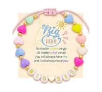 Bluethy Sister Friendship Bracelet - Adjustable Beaded Bohemian Style with Colorful Polymer Clay, Big Sis Bracelet Gift for Women & Friends (3)