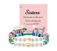 Bluethy Sister Friendship Bracelet - Adjustable Beaded Bohemian Style with Colorful Polymer Clay, Big Sis Bracelet Gift for Women & Friends (7)