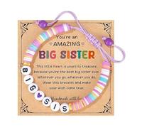Bluethy Sister Friendship Bracelet - Adjustable Beaded Bohemian Style with Colorful Polymer Clay, Big Sis Bracelet Gift for Women & Friends (5)