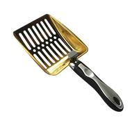 Bluethy Stainless Steel Cat Litter Scoop with Long Handle - Heavy Duty Deep Shovel Sifter, Non-Stick Poop Scooper for Cat Litter Box, Pet Cleaning Supplies (Golden)