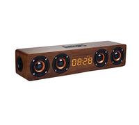 Bluetooth 12w Wooden Soundbar Retro Long Bar 4 Speakers for Home Office English Packaging