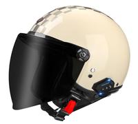 Bluetooth 3/4 Motorcycle Half Helmet Classic Open-Face Helmets ECEDOT Certified with Visor Motorbike Crash Helmet with Speaker and Microphone for Adults Unisex Four Seasons L,M:57-58CM