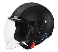 Bluetooth 3/4 Motorcycle Half Helmet Classic Open-Face Helmets ECEDOT Certified with Visor Motorbike Crash Helmet with Speaker and Microphone for Adults Unisex Four Seasons C,L:59-60CM