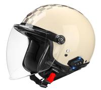 Bluetooth 3/4 Motorcycle Half Helmet Classic Open-Face Helmets ECEDOT Certified with Visor Motorbike Crash Helmet with Speaker and Microphone for Adults Unisex Four Seasons D,L:59-60CM