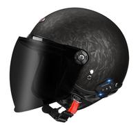 Bluetooth 3/4 Motorcycle Half Helmet Classic Open-Face Helmets ECEDOT Certified with Visor Motorbike Crash Helmet with Speaker and Microphone for Adults Unisex Four Seasons I,L:59-60CM