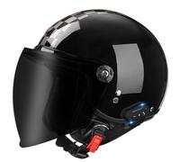 Bluetooth 3/4 Motorcycle Half Helmet Classic Open-Face Helmets ECEDOT Certified with Visor Motorbike Crash Helmet with Speaker and Microphone for Adults Unisex Four Seasons J,L:59-60CM