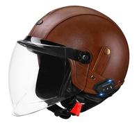 Bluetooth 3/4 Motorcycle Half Helmet Classic Open-Face Helmets ECEDOT Certified with Visor Motorbike Crash Helmet with Speaker and Microphone for Adults Unisex Four Seasons B,XXL:63-64CM