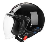 Bluetooth 3/4 Motorcycle Half Helmet Classic Open-Face Helmets ECEDOT Certified with Visor Motorbike Crash Helmet with Speaker and Microphone for Adults Unisex Four Seasons E,M:57-58CM