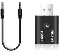 Bluetooth 5.0 2 in1 Transmitter Receiver Converter Car Wireless Audio Adapter USB 3.5mm Aux for TV, Home Stereo, Car Stereo, Headphones, Speakers, PC