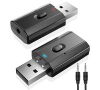 Bluetooth 5.0 car adapter, Bluetooth 5.0 MINI transmitter receiver 2-in-1, with a 3.5mm audio cable receiver, it is suitable for car, home stereo, car stereo, headphones, speakers, PC, TV, etc