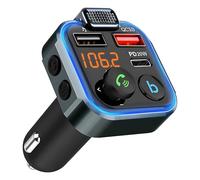 Bluetooth 5.0 FM Transmitter Car Wireless Radio Adapter PD20W QC3.0 Fast Charge with 3 Charging Ports Support U Disk LED Display Strong Mics Bass Lossless HiFi Sound Hands-Free Calling Siri Assistant