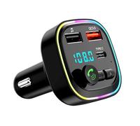 Bluetooth 5.0 FM Transmitter for Car, Bluetooth Car Adapter Transmitter, PD 20W & QC 3.0 Fast Charging, 2 USB Ports and 1 Type-C Port, Hands-Free Calling, Support USB/TF Card