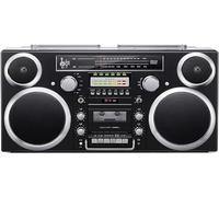 Bluetooth 5.0 Retro Radio Boombox with AM/FM, Tape/CD Player, SD Slots, Aux Input, Headphone Jack, Convert Cassettes to USB/SD