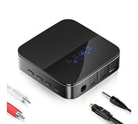 Bluetooth 5.0 Transmitter Receiver, 2 in 1 Bluetooth Aux Adapter, Wireless Audio Receiver with 3.5mm AUX RCA Cable, for TV Car PC Home Stereo System, 24H Playtime, Dual Device Connection, Low Latency