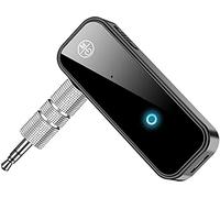 Bluetooth 5.0 Transmitter Receiver 3.5mm Bluetooth Audio Adapter 2-in-1 Portable Wireless 3.5mm Aux Audio Car Kits Adapter Hand-free Calls for Car Home Audio Music Streaming Sound System
