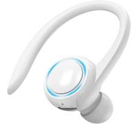 Bluetooth 5.2 Headset, Bluetooth Headphone Single Ear Hook Wireless Headset with Mic Waterproof Earphone Hands-Free Cell Phones Earpiece for Office, Sports, Truckers, Driving (White)