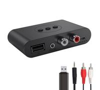 Bluetooth 5.2 Receiver, Dual Connection, 10m Range, Mic for Calls, 2-in-1 Wireless Bluetooth Adapter with 3.5mm AUX/RCA for Home Music Streaming Stereo System