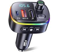 Bluetooth 5.3 Car Adapter, QC3.0 & PD 18W USB C Car Charger, 9 RGB Backlit Car B