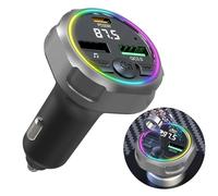 Bluetooth 5.3 FM Transmitter, PD 30W QC3.0 18W Fast Car Charger Bluetooth Car Adapter Seven Colors Light Car Cigarette Lighter Wireless Radio Music Adapter Hands-Free Calling Support TF Card U Disk