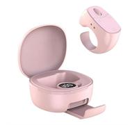 Bluetooth 5.3 Scrolling Ring Remote - 3-Color Multi-Function Page Turner for Video/Books, Compatible with iPhone & Android, Hidden Stand, Digital Battery Display (Pink)