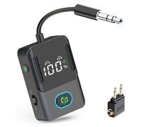 Bluetooth 5.3 Transmitter Receiver for TV/Airplane to 2 Wireless Headphones Dual Link HD Display 3.5mm Aux Wireless Bluetooth Audio Adapter for Flight PC Gym Travel Car Home Stereo