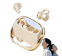 Bluetooth 5.4 Headphones, 2 in 1 Clip on Open Ear Headphones Wireless Earbuds, 360° Acs Surround Sound for Work Fitness Daily Use (Skin Color)