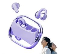 Bluetooth 5.4 Headphones, 2 in 1 Clip on Open Ear Headphones Wireless Earbuds, 360° Acs Surround Sound for Work Fitness Daily Use (Purple)
