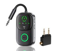 Bluetooth 5.4 Transmitter and Receiver, 2025 Upgraded 2-in-1 Airplane Bluetooth Adapter, Dual Pairing, Low Latency, 3.5mm Jack Bluetooth Transmitter for TV, Airplane, Car, Headphone, Speaker, Airpods