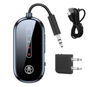 Bluetooth 5.4 Transmitter Receiver 2-in-1, AUX Bluetooth Adapter for TV, Car, Headphones, Speakers, Dual Pairing, 3.5mm Jack, 12H Battery Life, Hands-Free Calls, Airplane/Travel Use