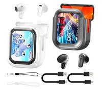 Bluetooth 6.0 Earphones LED Display,NE20 Wireless In-Ear Stereo Earbuds with Mic, IPX6 Waterproof Sports Buds, High Fidelity Sound, AI 140-Language Real-Time Translation (White + Black)