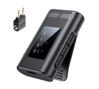 Bluetooth 6.0 Transmitter Receiver for TV/Airplane to 2 Wireless Headphones Dual Link 3.5mm AUX Clip-on Wireless Bluetooth Audio Adapter for Travel Flight Gym Boat Car Home Stereo
