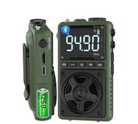 Bluetooth AM FM Shortwave Radio with Rechargeable Battery 1250mAh,Portable Pocket Radio with Best Reception,5W Big Speaker,Digital Tuner and Earphone,Support SD Card and USB MP3 Player (Army Green)