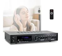 Bluetooth Amplifier Karaoke Mini Amp Wireless, 5 Channel Amplifier Stereo Receiver & Amplifiers With Digital Lcd, Fiber Optic & Coaxial Input, Jack, Microphone In Usb Sd Fm Radio