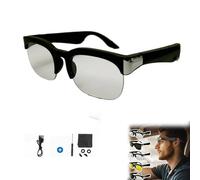 Bluetooth Audio Glasses for Men & Women - Wireless Smart Glasses with Dual Mic, Open-ear Sound, 5-hour Battery, Type-c Charging, Blue Light Blocking Lenses for Work, Running, Cycling (Black t)