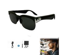 Bluetooth Audio Glasses for Men & Women - Wireless Smart Glasses with Dual Mic, Open-ear Sound, 5-hour Battery, Type-c Charging, Blue Light Blocking Lenses for Work, Running, Cycling (Black d)