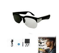 Bluetooth Audio Glasses for Men & Women - Wireless Smart Glasses with Dual Mic, Open-ear Sound, 5-hour Battery, Type-c Charging, Blue Light Blocking Lenses for Work, Running, Cycling (Black g)