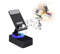 Bluetooth Audio Power Phone Holder,Cell Phone Stand with Wireless Bluetooth,Phone Stand with Bluetooth Speaker,Wireless Bluetooth Speaker Phone Stand,360 Rotatable Adjustable Cell Phone Speakers (B)