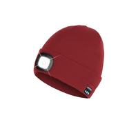 Bluetooth Beanie Hat with Light, Headlamp Cap with Headphones and Built-in Speaker Mic, Gifts for Men Women Teen, Red, One size