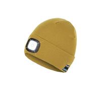 Bluetooth Beanie Hat with Light, Headlamp Cap with Headphones and Built-in Speaker Mic, Gifts for Men Women Teen, Earth Yellow, One size