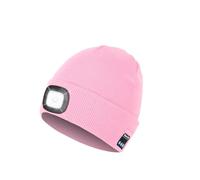 Bluetooth Beanie Hat with Light, Headlamp Cap with Headphones and Built-in Speaker Mic, Gifts for Men Women Teen, Pink, One size