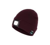 Bluetooth Beanie Hat with Light, Headlamp Cap with Headphones and Built-in Speaker Mic, Gifts for Men Women Teen, Purple Red, One size