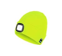 Bluetooth Beanie Hat with Light, Headlamp Cap with Headphones and Built-in Speaker Mic, Gifts for Men Women Teen, Fluorescent Yellow, One size
