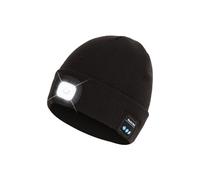 Bluetooth Beanie Hat with Light, Headlamp Cap with Headphones and Built-in Speaker Mic, Gifts for Men Women Teen, Coffee, One size