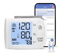 Bluetooth Blood Pressure Monitor Compatible with iOS and Android BP Machine 199 x 2 Readings Wrist Bracelet 5.3 to 8.5 Inch Voice Transmission Batteries Included with Case