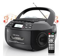 Bluetooth Boombox Cassette Player with AM/FM Radio, Remote Control, Dual Speakers, Stereo Sound, Dual Power Supply, for Home