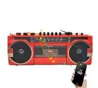 Bluetooth Boombox with CD Player, Cassette Recorder & AM/FM Radio | Retro 80s Bluetooth Boombox with CD Player, Cassette Recorder & AM/FM Radio for Parties and Travel