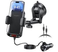 Bluetooth Car Adapter, 3 in 1 Bluetooth 5.4 FM Transmitter Car with Phone Holder, PD 36W Fast Charging, Strong Microphone, HiFi Bass Sound, Hands-Free Calling, Support USB/TF Card(Black)