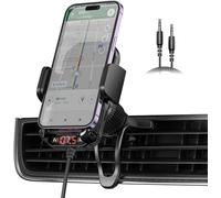 Bluetooth Car Adapter 3 in 1 FM Transmitter Car Radio Bluetooth Transmitter With Phone Holder, QC3.0 Fast Charging, Strong Microphone, Hifi Bass Sound, Hands-Free Call, Support USB/TF Drive