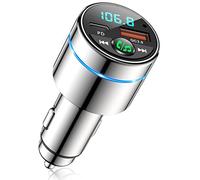 Bluetooth Car Adapter 5.3, Mohard All-Metal PD 30W & QC3.0 18W Fast Car Charger, Wireless FM Radio CarCigarette Lighter FM Transmitter for Car, Noise Cancelling Hands-Free Call Hi-Fi Music, Ring Light